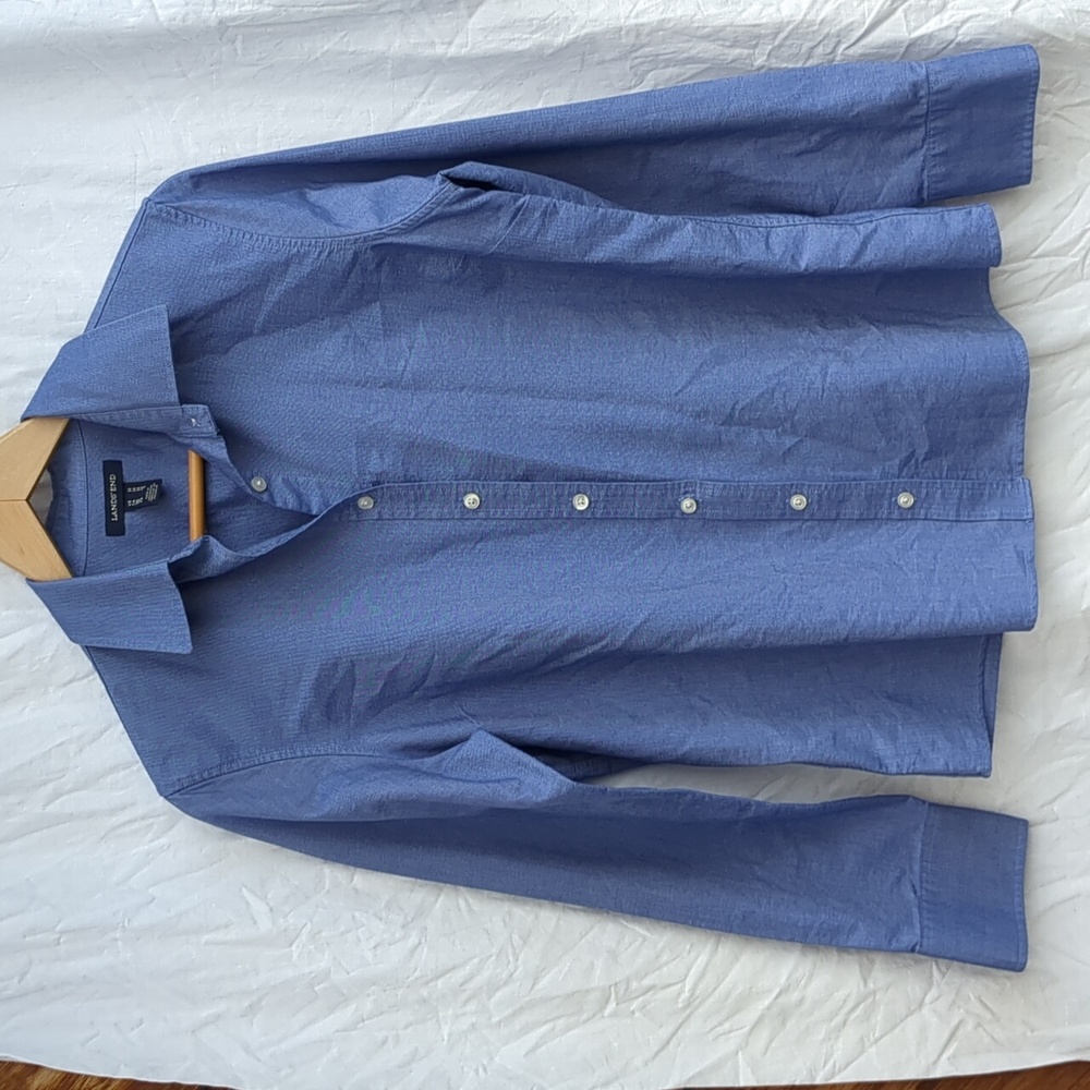 Lands' End button up Blue Cotton shirt medium